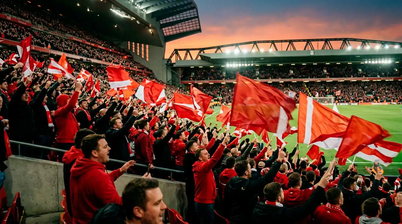 Schweizer Fans mit Fahnen verfolgen ein WM-2026-Spiel