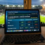 Live-Quoten eines Fussballspiels in Bewegung mit Zeitleiste
