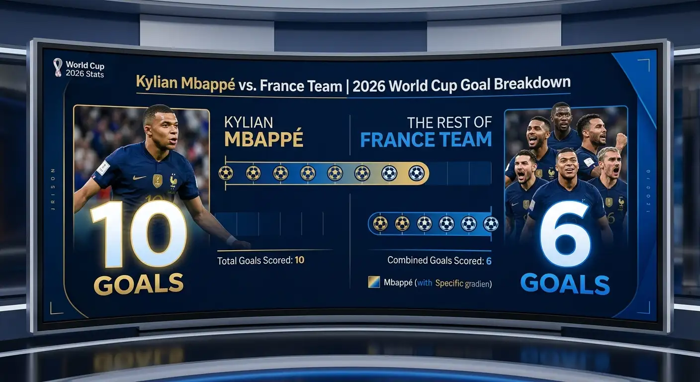 Vergleichstabelle zeigt Mbappé 10 Tore vs. restliches Frankreich 6 Tore bei WM 2026