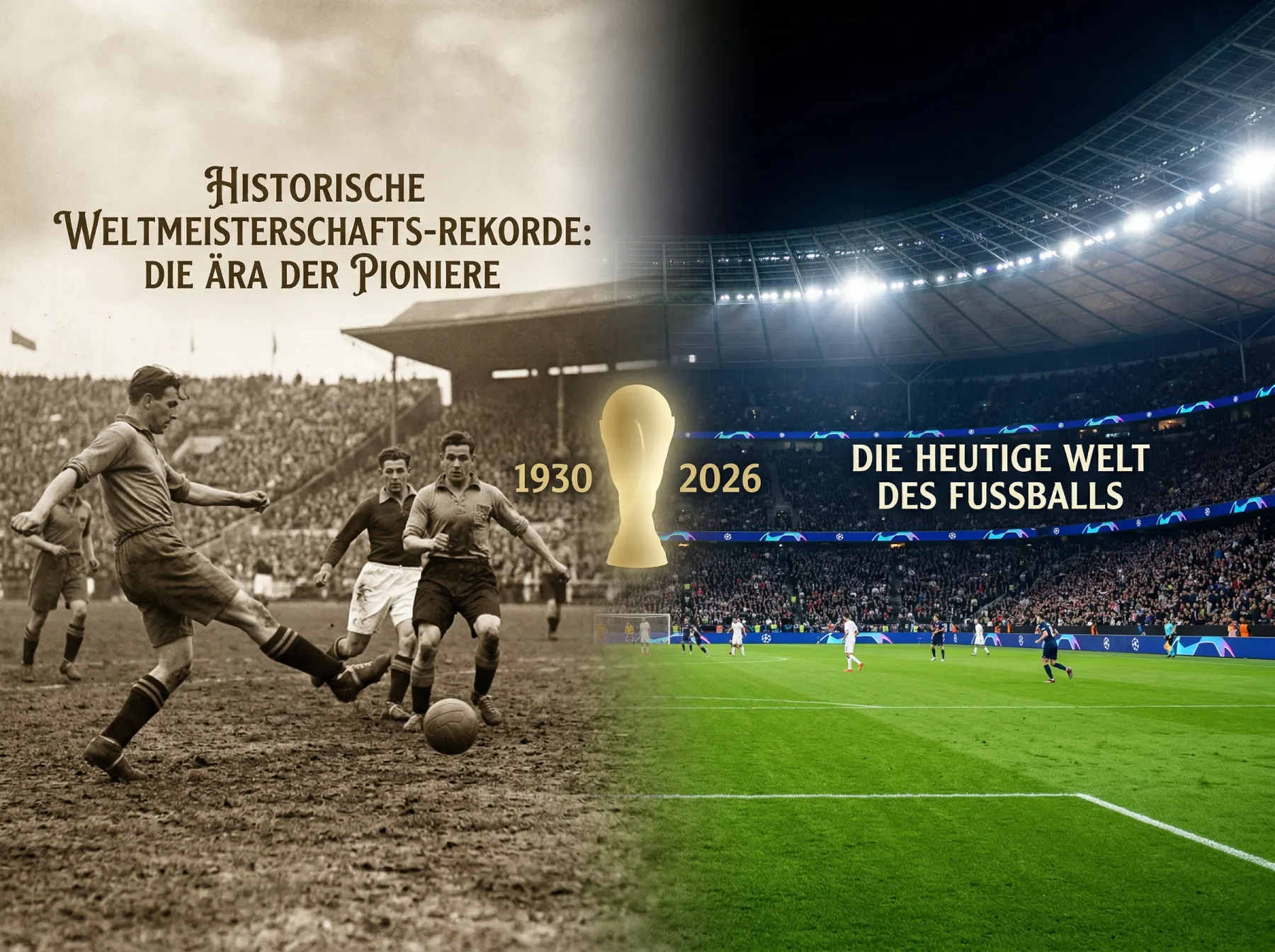 Historische Spielszene aus einer Fussball-Weltmeisterschaft, Symbolbild zu WM-Rekorden