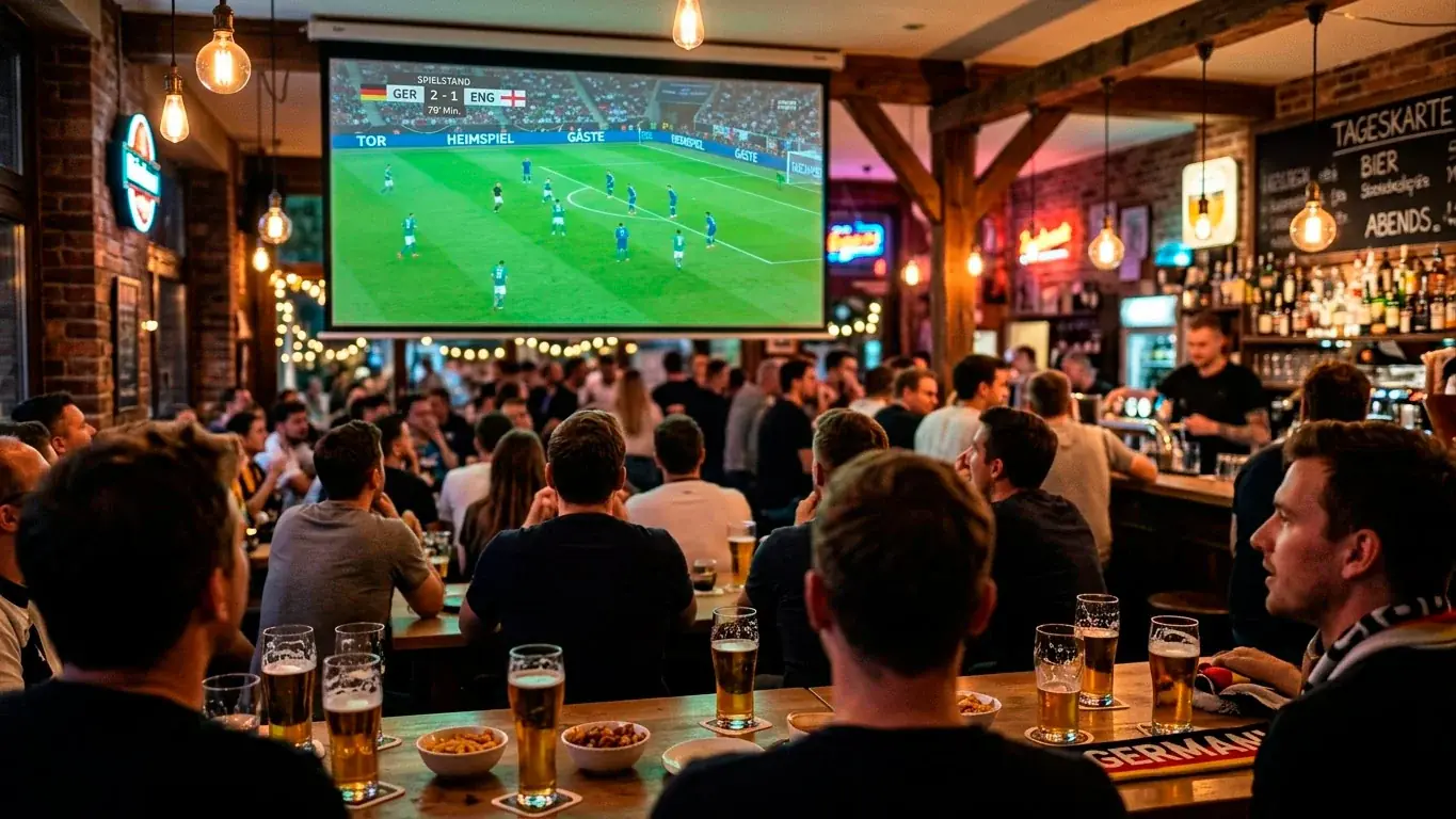 Fans verfolgen ein WM-2026-Spiel spätabends auf einer Grossleinwand
